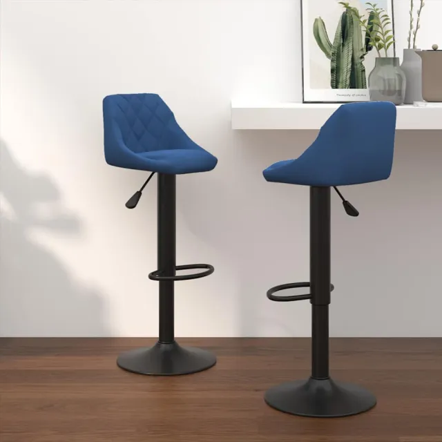 vidaXL Barkrukken 2 st fluweel blauw, foto 2