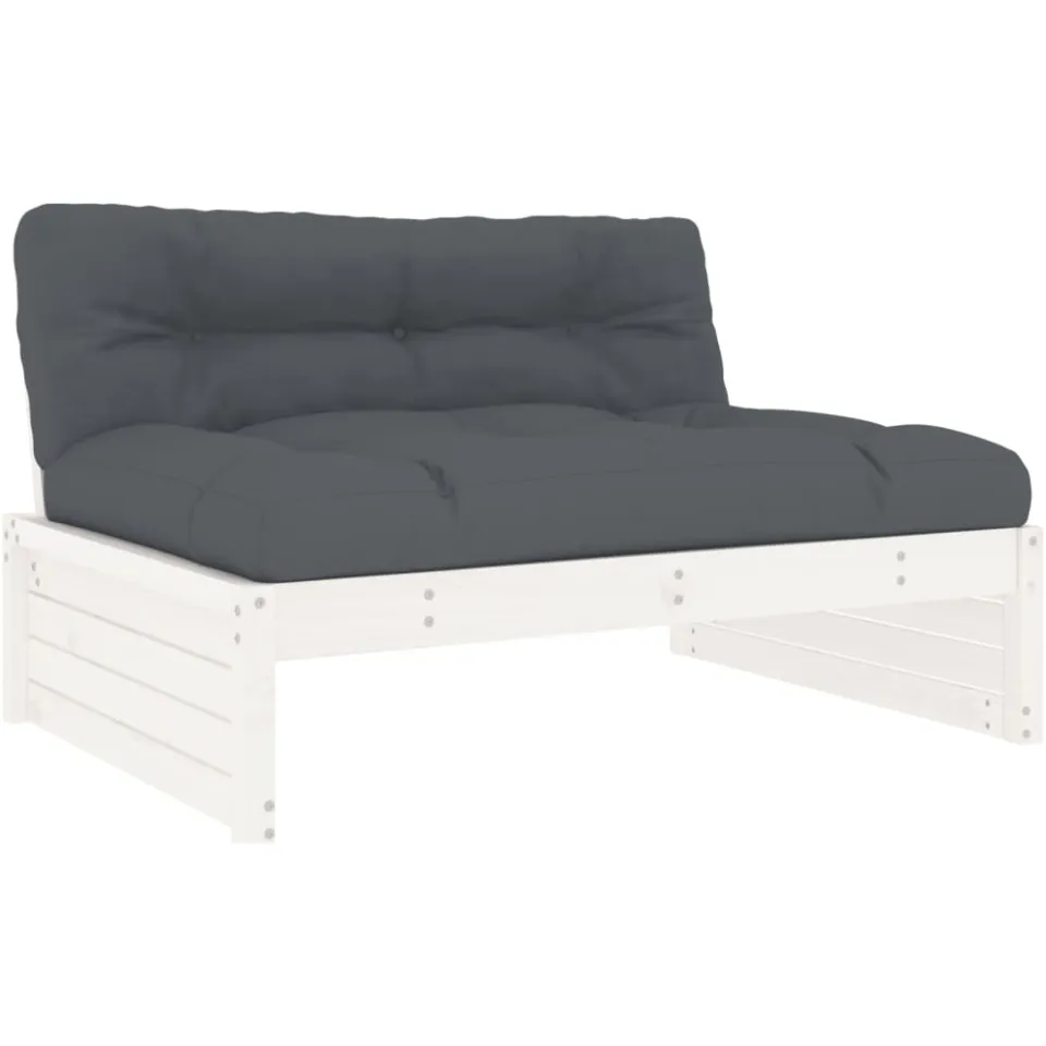 vidaXL 4-delige Loungeset met kussens massief hout wit