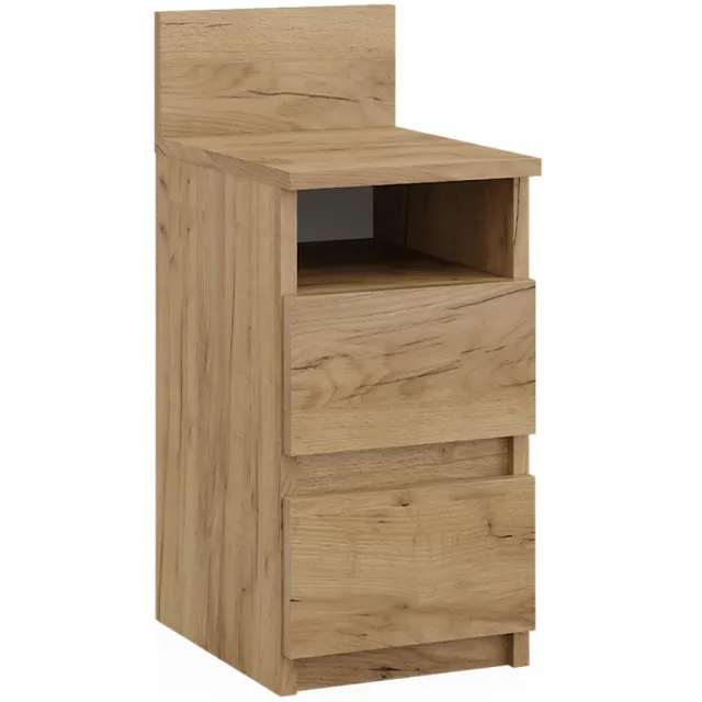 Vicco Monty Nachtkastje – 25 x 59.1 cm met 2 laden Krachtige eik goud Goudkleurig Eiken