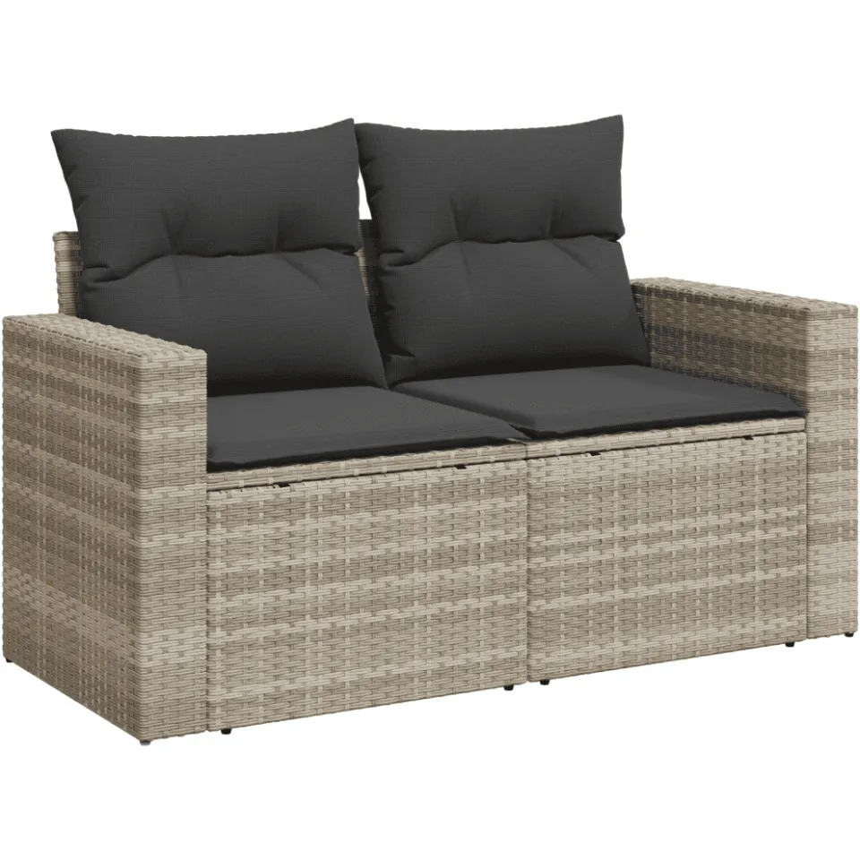 vidaXL 12-delige Loungeset met kussens poly rattan lichtgrijs grijs, foto 4