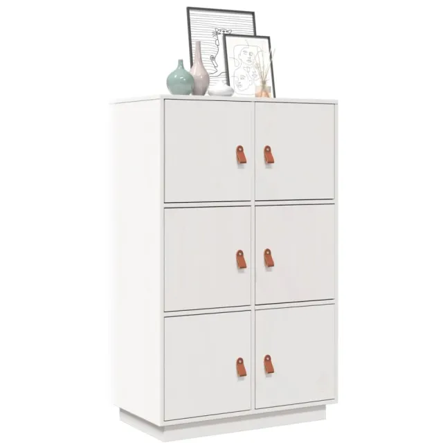 vidaXL Hoge kast 67x40x108,5 cm massief grenenhout wit
