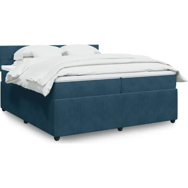 vidaXL Boxspring met matras fluweel blauw 200x200 cm
