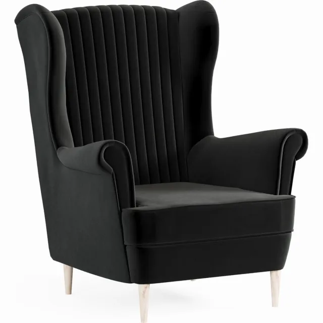 AJE Meubles B.V. Ohrensessel, fauteuil van fluweel, stoel, zitmeubel, gestoffeerde fauteuil, relaxfauteuil - Fauteuil Comfy - Zwart (Manila 18)