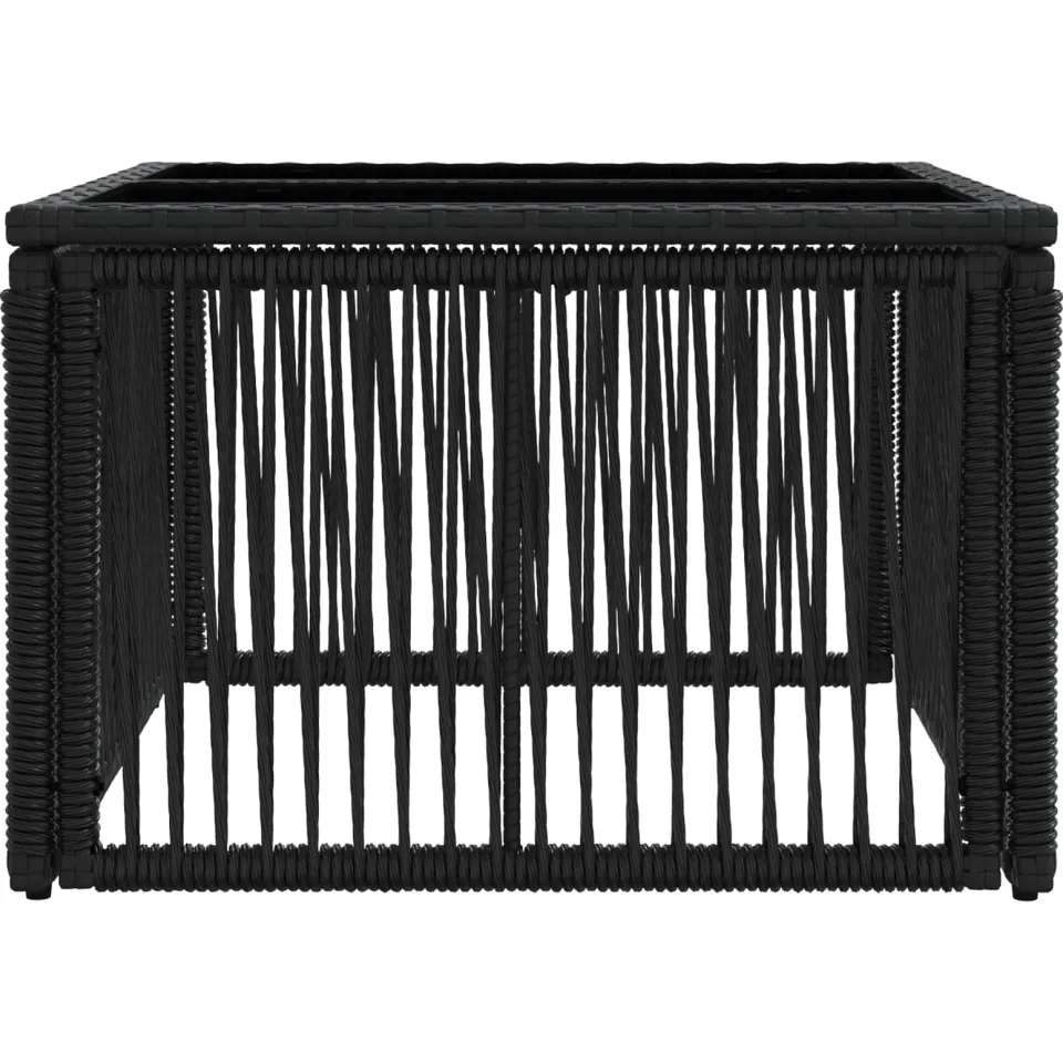 vidaXL Tuinstafel Zwart 55 x 55 x 37 cm PE Rattan en Glas