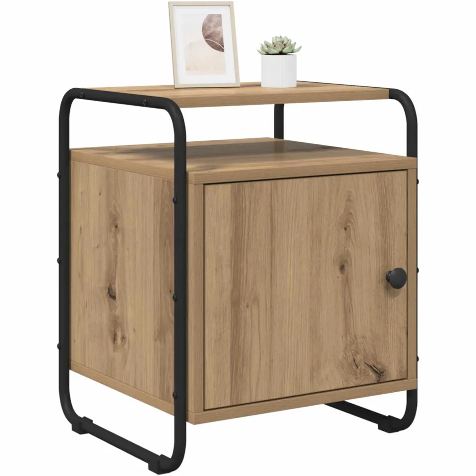vidaXL Nachtkastje Artisanaal eiken 40 x 39.5 x 50 cm Bewerkt hout Bruin