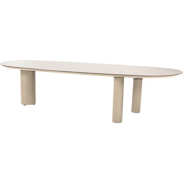 4 Seasons Outdoor Denia dining tuintafel 290x110xH75 cm met 3 poten printed ceramic latte Taste 4SO Zand / Latte / Linen