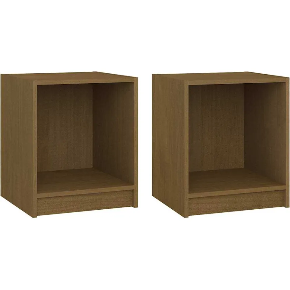 vidaXL Nachtkastjes 2st 35,5x33,5x41,5 cm massief grenenhout Bruin