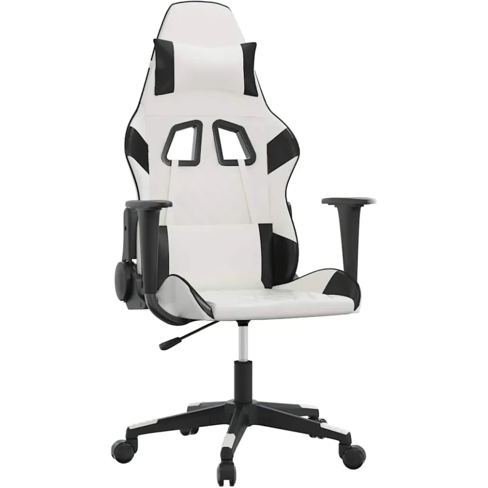 vidaXL Gamestoel kunstleer wit en zwart, foto 3