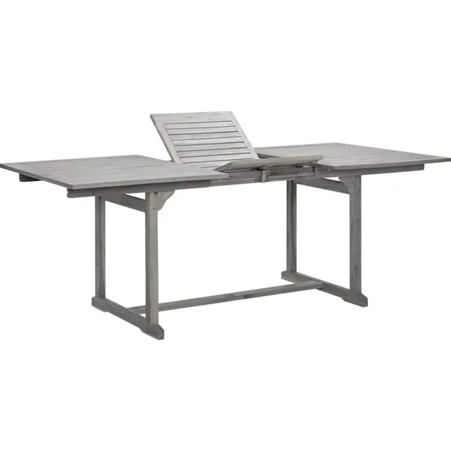 vidaXL Tuintafel (150-200)x100x75 cm massief acaciahout Grijs