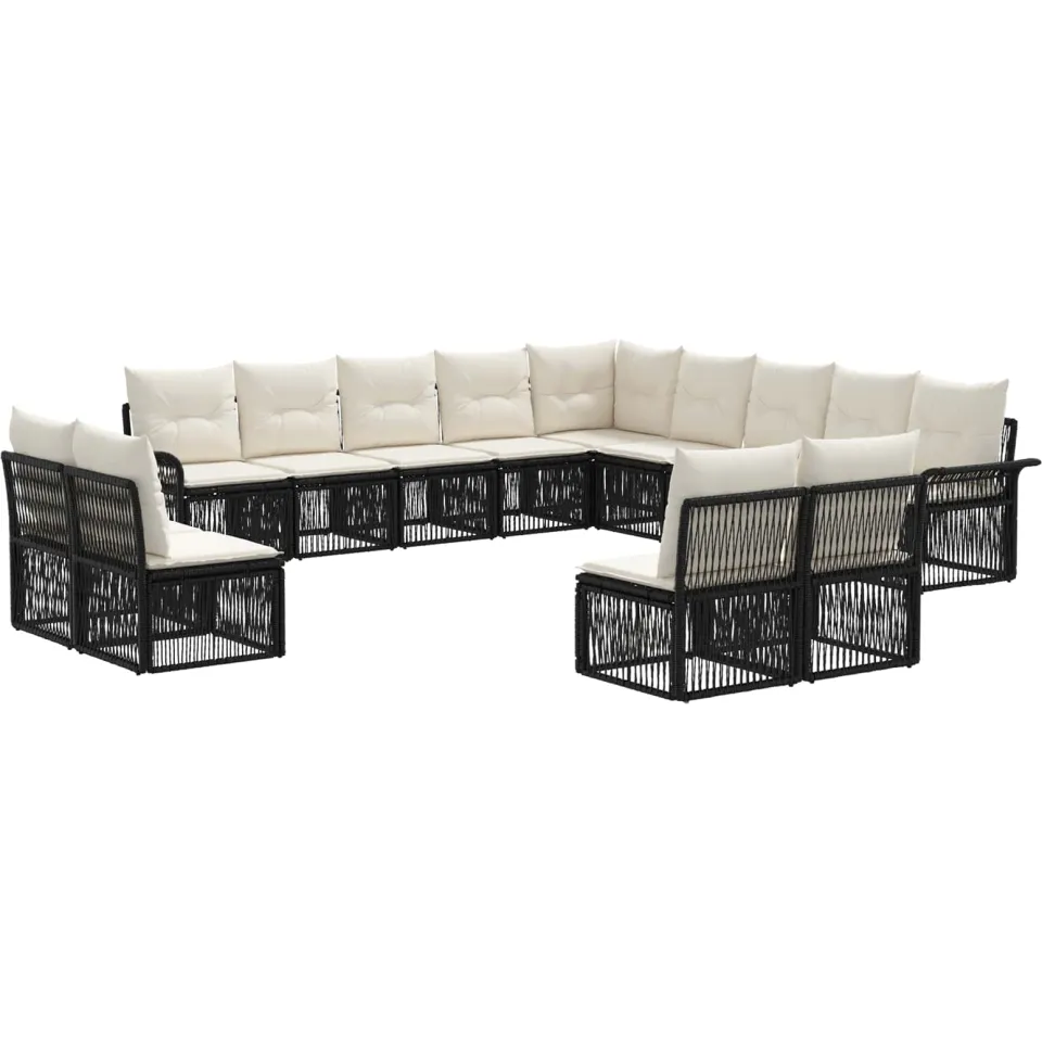 vidaXL Tuinbankenset 13 st 13-zits Zwart poly rattan, foto 3