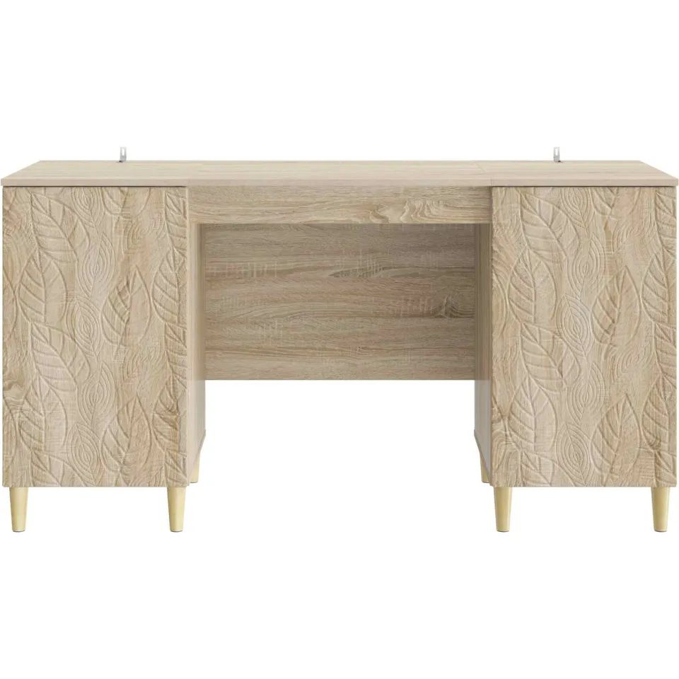 vidaXL Bureau Sonoma Eiken 142,5 x 50 x 75 cm Bewerkt hout, foto 4