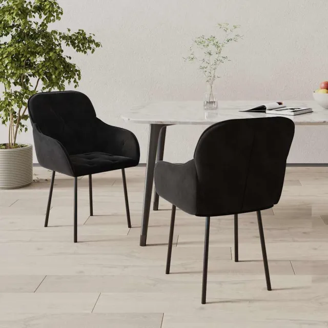 vidaXL Eetkamerstoelen 2 st fluweel zwart