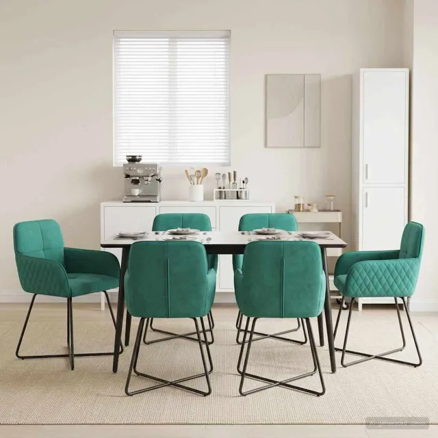 vidaXL Eettafelstoelen 6 st fluweel Turquoise 59 x 56,5 x 86 cm, foto 2