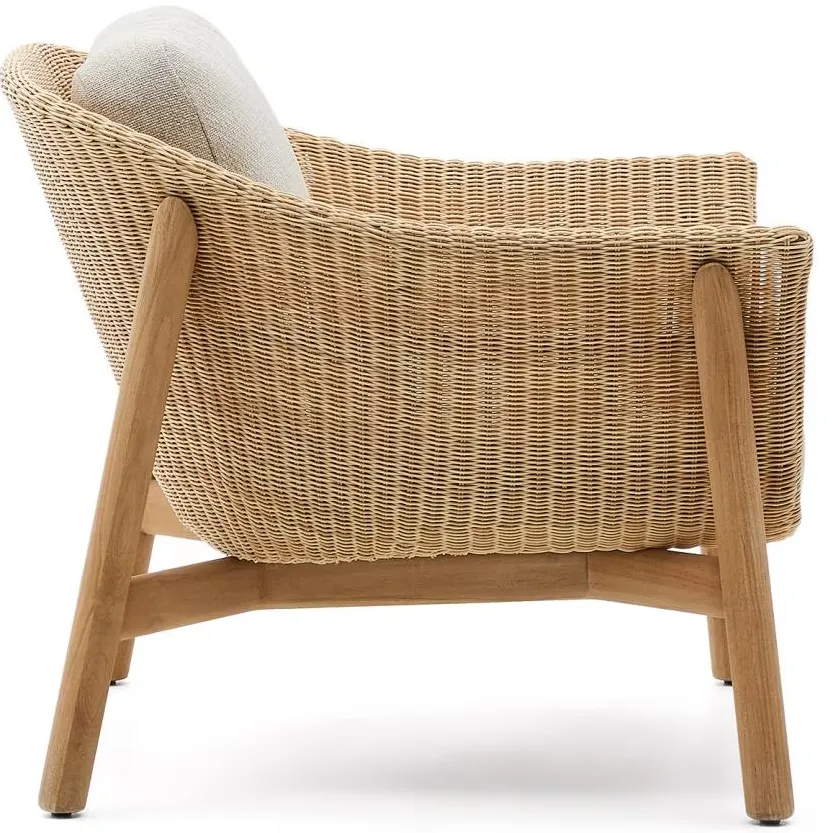 Kave Home Galea fauteuil teakhout rattan, foto 3