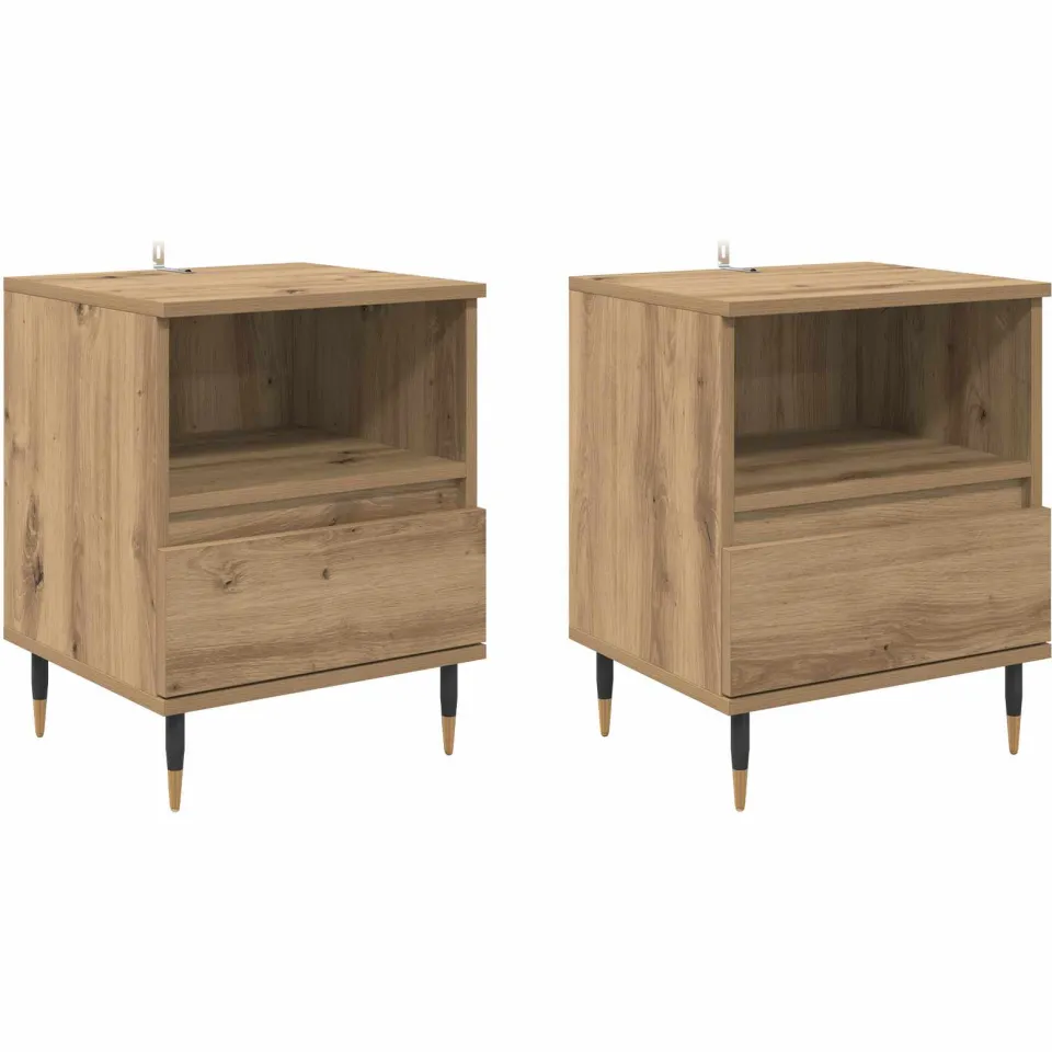 vidaXL Nachtkastje 2 st Artisan Eiken 40 x 35 x 50 cm Bewerkt hout Bruin