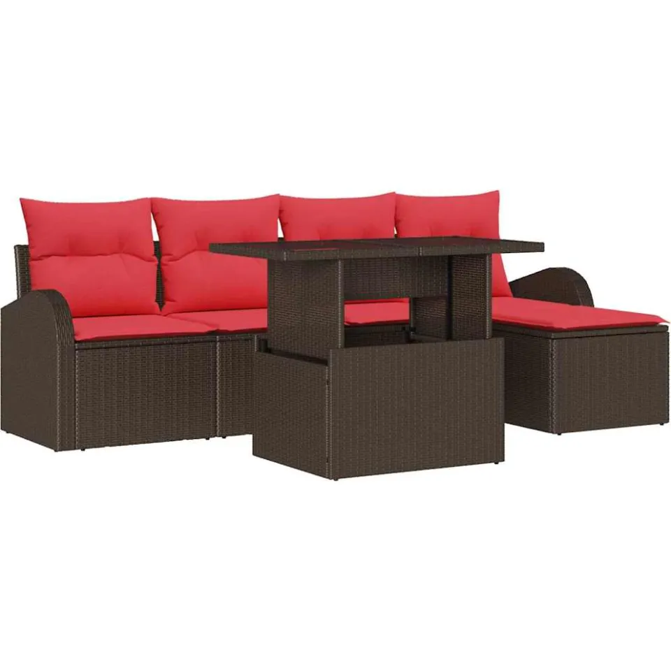 vidaXL Tuin Sofa Set 6 st Bruin poly rattan