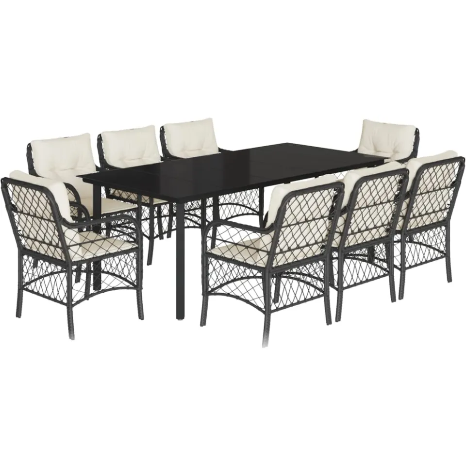 vidaXL 9-delige Tuinset poly rattan zwart, foto 3
