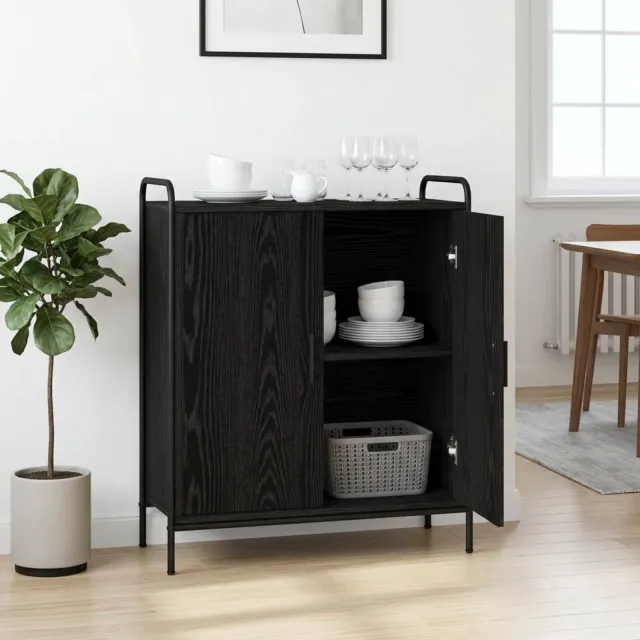 vidaXL Dressoir Zwart eiken 97 x 33 x 81 cm Bewerkt hout