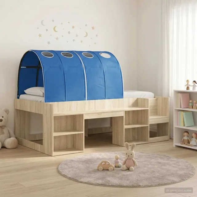 vidaXL Bedframe met tunnel 3 st Sonoma eiken en blauw Bewerkt hout Bruin