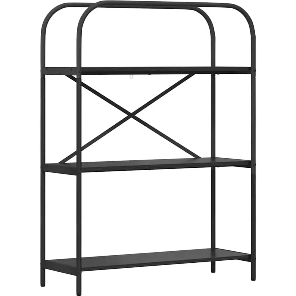 vidaXL Boekenkast 3-laags 80 x 30 x 109 cm Bewerkt hout Zwart Eiken, foto 3