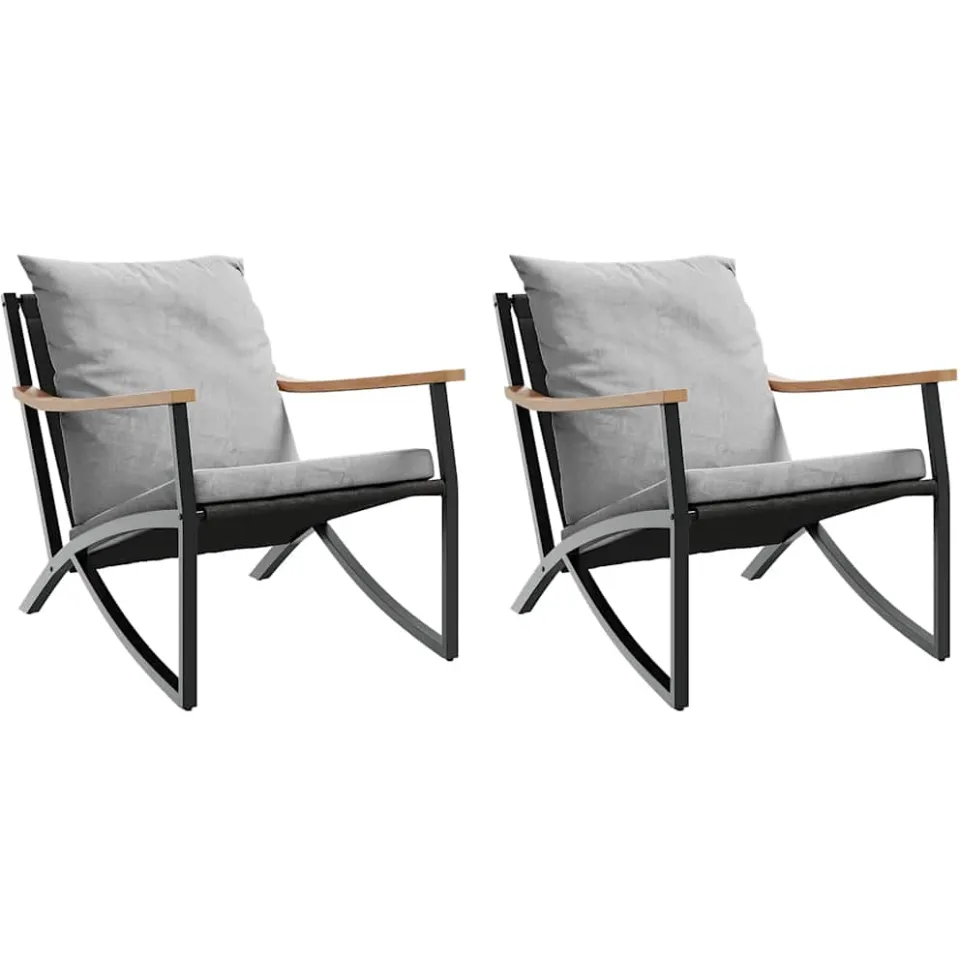 vidaXL Tuinstoelen 2 st met kussens staal zwart