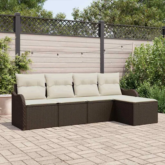vidaXL Tuin Sofa Set 5 st Bruin poly rattan, foto 2
