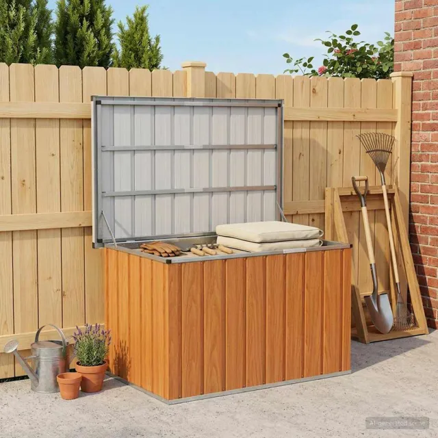 vidaXL Buitenopslagdoos Hout 109 x 67 x 65 cm Gegalvaniseerd staal bruin, foto 2