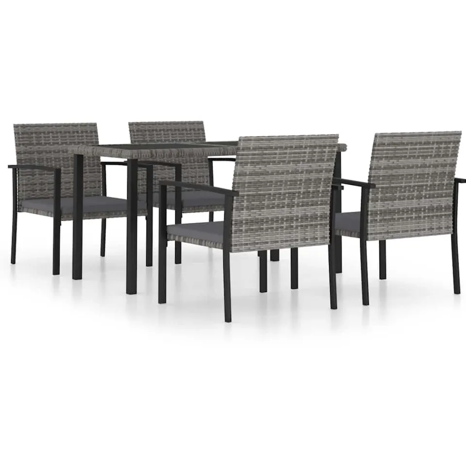 vidaXL 5-delige Tuinset poly rattan grijs, foto 4