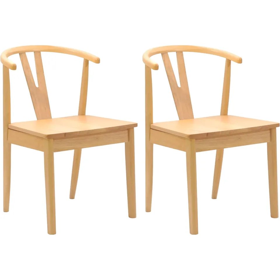 vidaXL Eetkamerstoel 2 st Massief Rubberhout Naturel Bruin