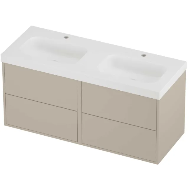 Proline Haga Badmeubelset Polystone Mezza Symmetrisch 120x46x58 cm Mat White Soft Linen Beige