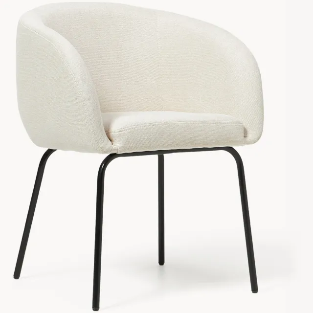 Westwing Collection Eetstoelen Alani met armleuning, 2 stuks Wit, Zwart