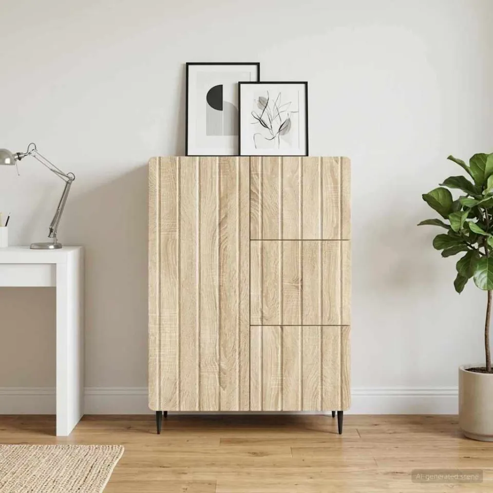 vidaXL Dressoir Sonoma Eiken 66 x 34,5 x 92 cm Bewerkt hout, foto 3