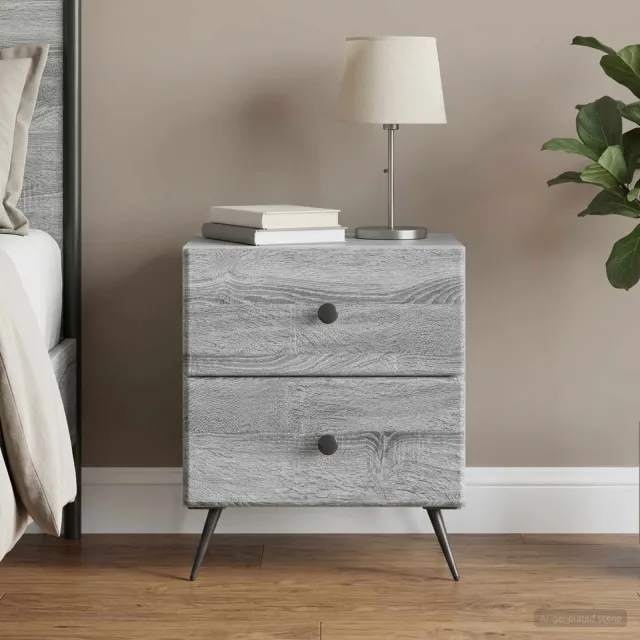 vidaXL Nachtkastje Grijs sonoma 43 x 34,5 x 47,5 cm Bewerkt hout, foto 2