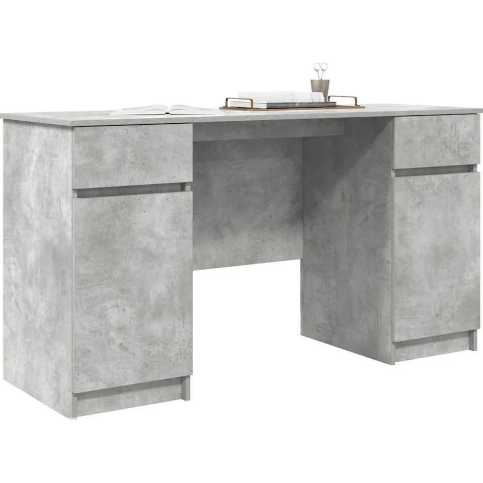vidaXL Bureau Betongrijs 140 x 49 x 76 cm Bewerkt hout