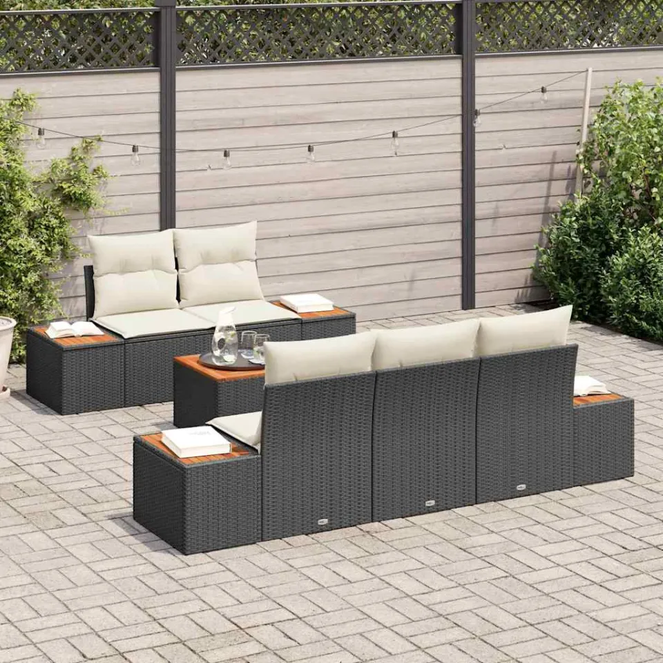 vidaXL Tuinbankenset 6 st Zwart Poly riet, foto 3