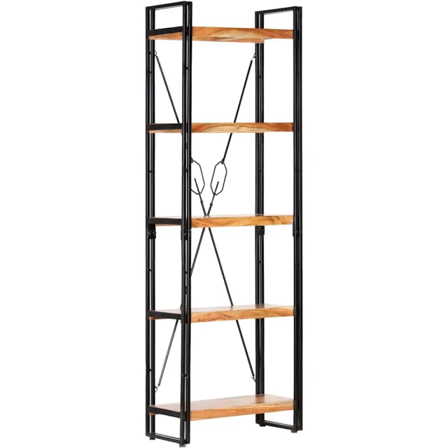 vidaXL Boekenkast met 5 schappen 60x30x180 cm massief acaciahout Bruin