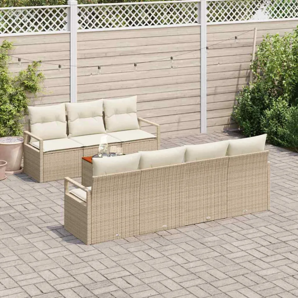 vidaXL Tuinbankenset 8 st Beige poly rattan, foto 3