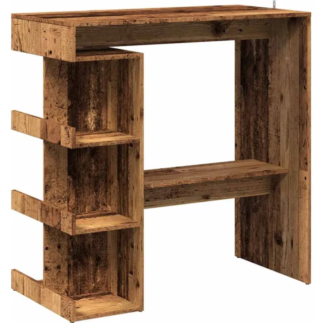 vidaXL Bartafel - met - opbergrek - 100x48x101,5 - cm - oud - houtkleurig oud hout