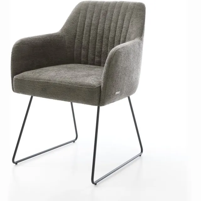DELIFE Gestoffeerde-stoel Greg-Flex slipframe zwart bouclé zacht mud pocketveer kern