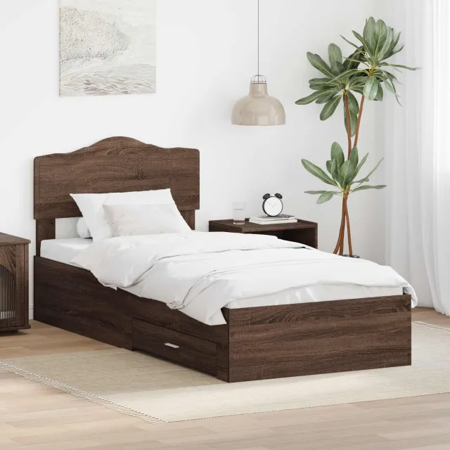 vidaXL Bedframe met lade Bruin Eiken 70 x 190 cm Bewerkt hout