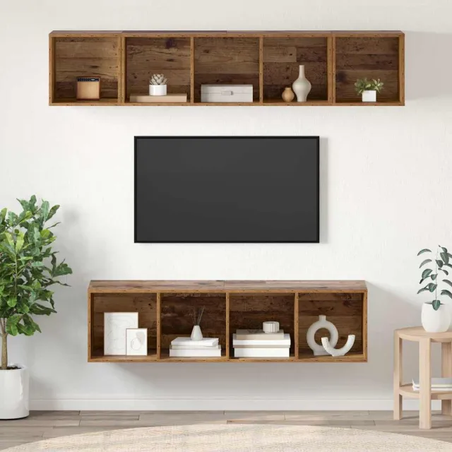 vidaXL Tv-meubelset 4 st Oud Hout Bewerkt hout bruin, foto 2