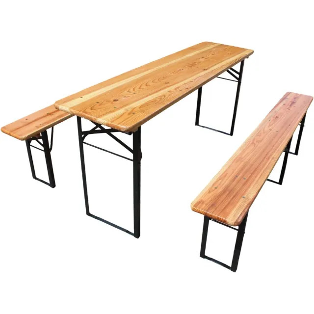 Turold Picknicktafel - Biertafel - Houten Tuinbank - Houten Biertafel - Opvouwbare Biertafel/Picknicktafel, Hout/Staal 177cm Dennenhout