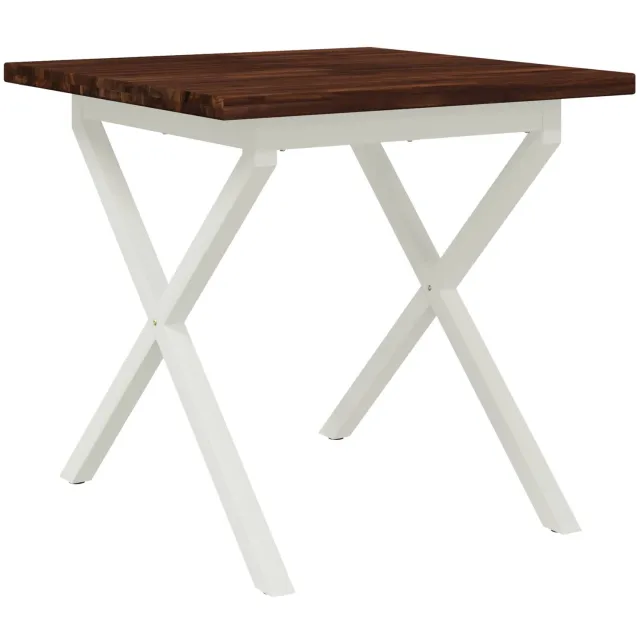 vidaXL Vierkante - Eettafel - 70 - x - 70 - x - 75 - cm - Massief - Acacia - Hout Donkerbruin en Wit