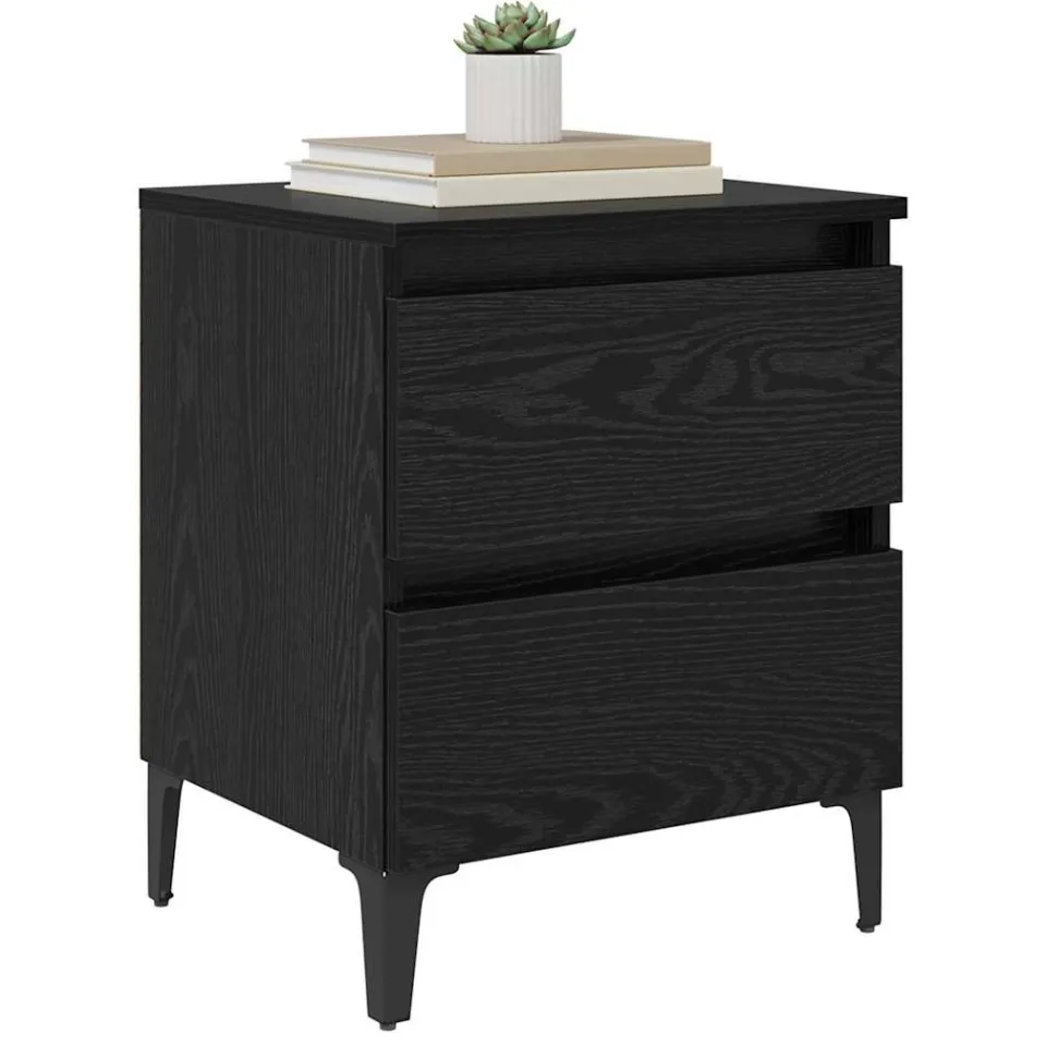 vidaXL Nachtkastje 2 st Zwart Eiken 40 x 35 x 50 cm Bewerkt hout