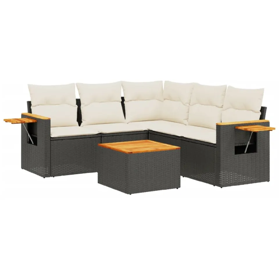 vidaXL Patio Sofa Set 6-zits Black and Cream