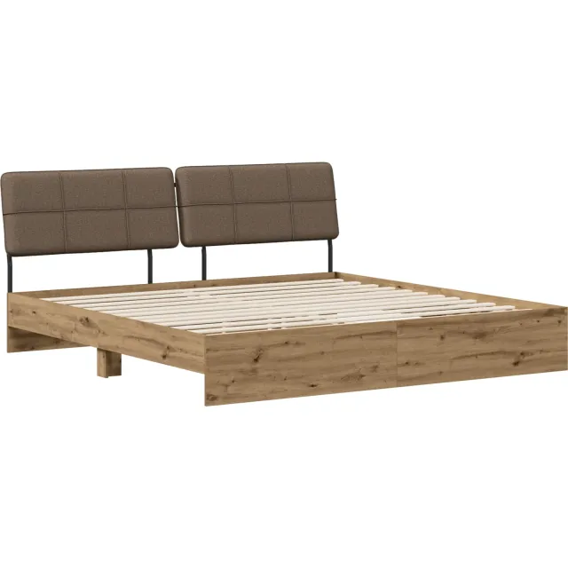 vidaXL Tweepersoonsbed met hoofdbord Artisan eiken en taupe Bruin