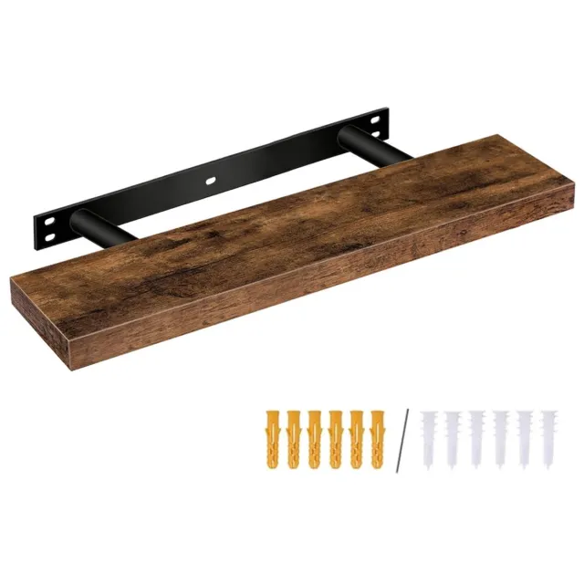 Hüsq zwevende Wandplank – 80 cm lang – met Wand montage Materiaal – Boekenplank in hout - vintage bruin