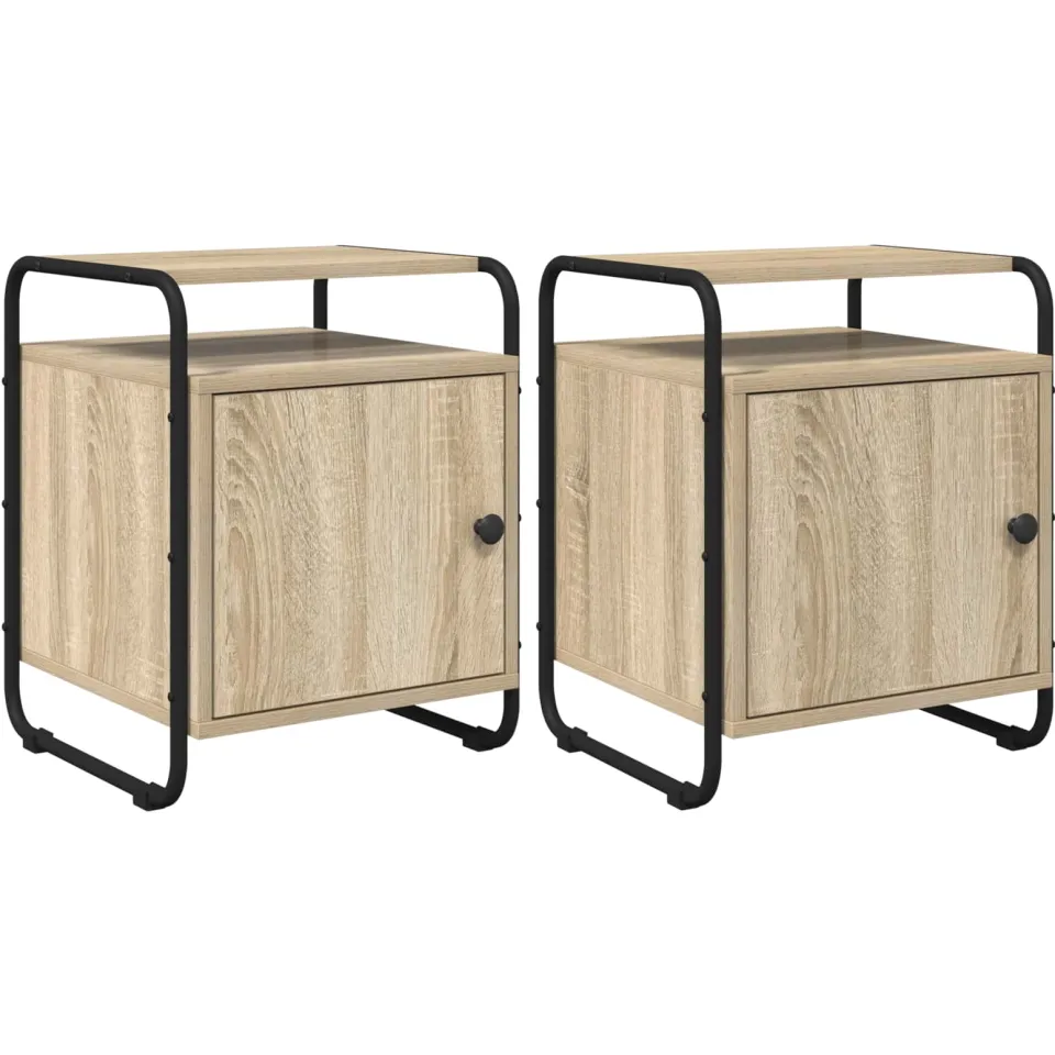 vidaXL Nachtkastje 2 st Sonoma Eiken Bewerkt hout, foto 3