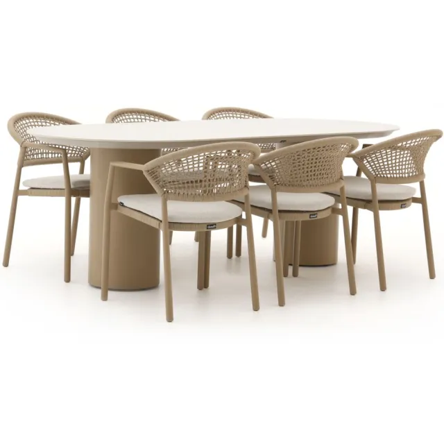 Hartman tuinmeubelen Hartman Taragona/Valencia 220cm dining tuinset 7-delig taupe, foto 2