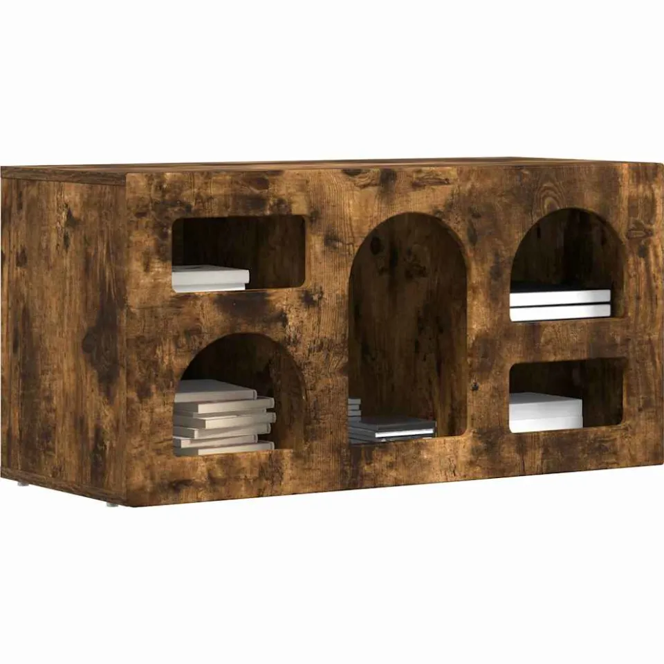 vidaXL TV-kast ELST 80 x 35 x 40 cm Gerookt eiken Bewerkt hout Bruin